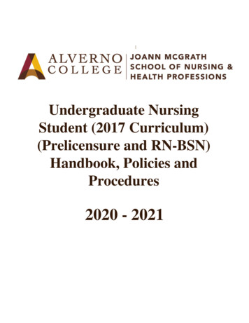 Undergraduate Nursing Student (2017 Curriculum .