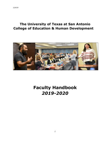 Faculty Handbook 2019-2020 - UTSA COEHD
