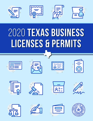 2020 TEXAS BUSINESS LICENSES & PERMITS