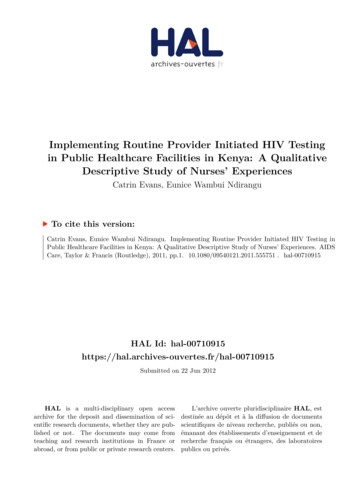 Implementing Routine Provider Initiated HIV Testing In .
