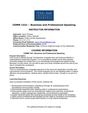 COMM 1321 – Business And Professional Speaking - Tamuc.edu