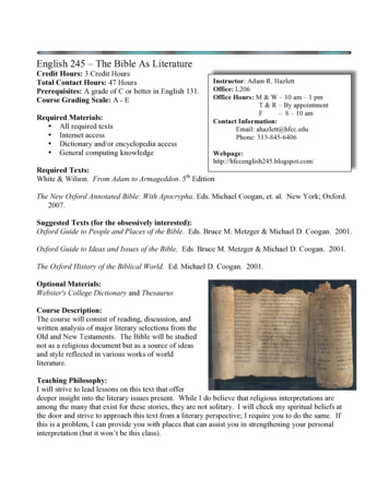 English 245 – The Bible As Literature