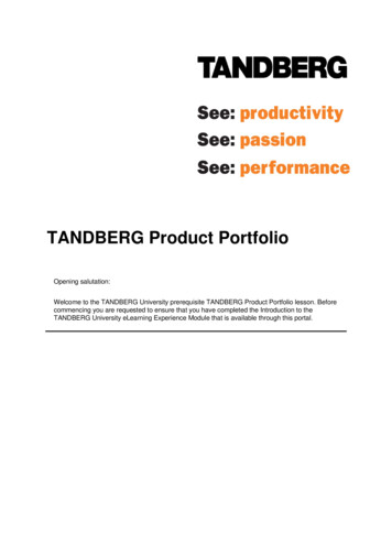 TANDBERG Product Portfolio