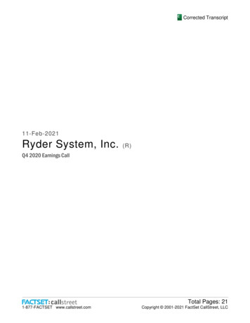 11 -Feb -2021 Ryder System, Inc.