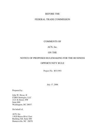 BEFORE THE FEDERAL TRADE COMMISSION COMMENTS OF 