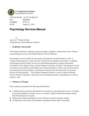 Psychology Services Manual - BOP