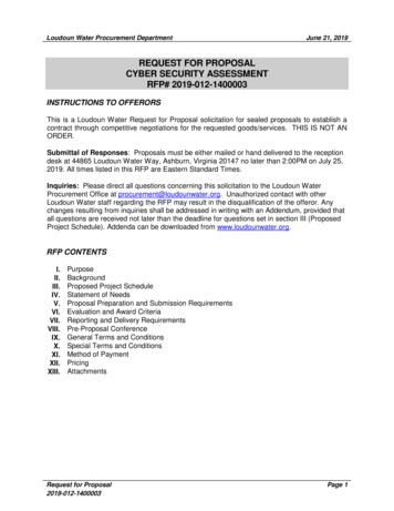 REQUEST FOR PROPOSAL CYBER SECURITY ASSESSMENT 