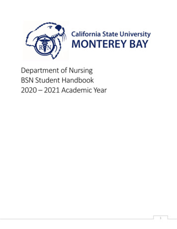 Department Of Nursing BSN Student Handbook 2020 – 2021 .