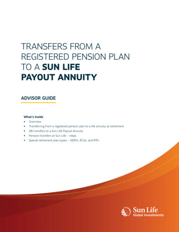 TRANSFERS FROM A REGISTERED PENSION PLAN TO A SUN 