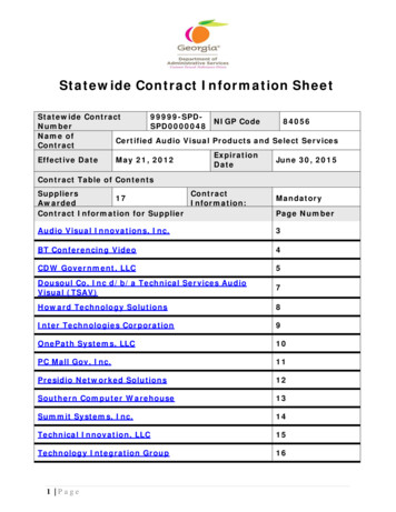 Statewide Contract Information Sheet