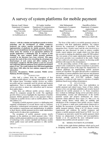 A Survey Of System Platforms For Mobile Payment
