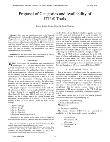 Proposal Of Categories And Availability Of ITIL Tools