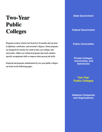 Two-Year State Government Public Colleges Federal 