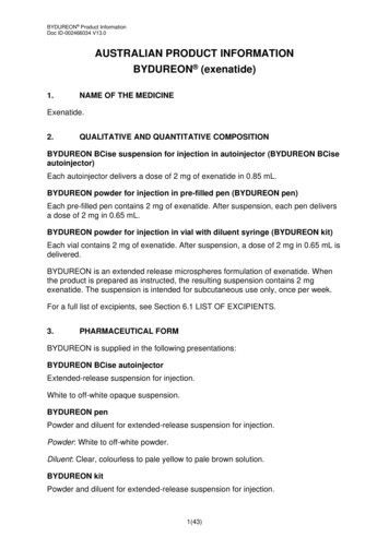 AUSTRALIAN PRODUCT INFORMATION BYDUREON (exenatide)