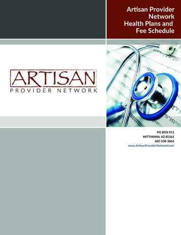 Artisan Provider Network Health Plans And Fee Schedule