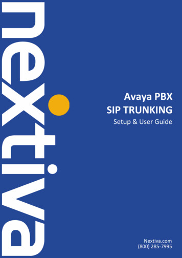 Avaya PBX SIP Trunking Setup Guide - Nextiva
