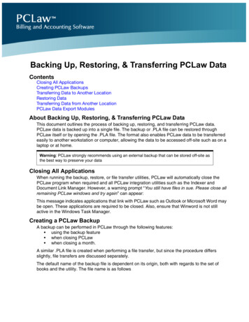 Backing Up, Restoring, & Transferring PCLaw Data