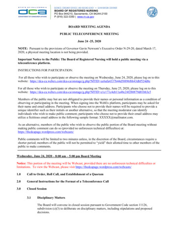 Board Meeting Agenda - June 24-25, 2020 - California