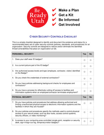 CYBER SECURITY CHECKLIST - Utah