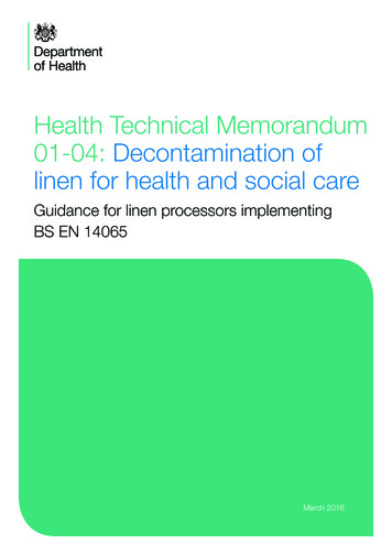 Health Technical Memorandum 01-04: Decontamination Of .