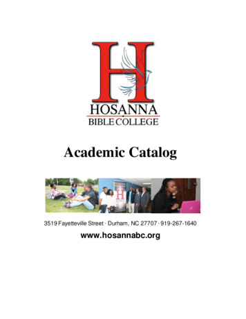 Academic Catalog - Hosanna Bible College