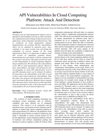 API Vulnerabilities In Cloud Computing Platform: Attack .