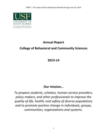 Annual Report College Of Behavioral And Community . - USF