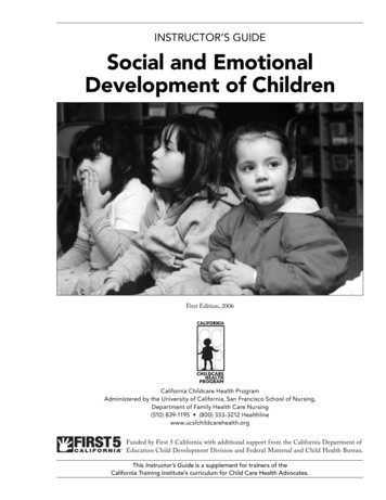 INSTRUCTOR’S GUIDE Social And Emotional Development 