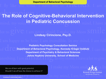 The Role Of Cognitive-Behavioral Intervention In Pediatric .