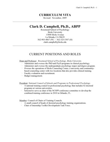 Clark D. Campbell, Ph.D., ABPP - Biola University