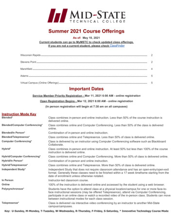 Mid-State Technical College - Summer 2021 Course Offerings