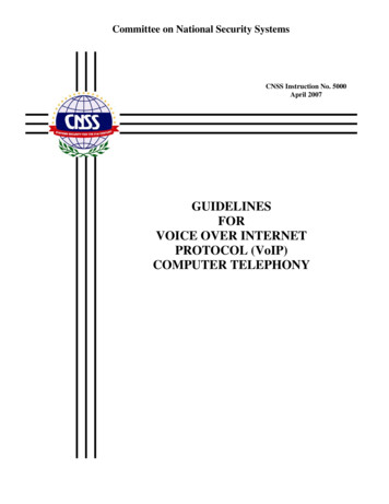 Guidelines For Voice Over Internet Protocol (VoIP .