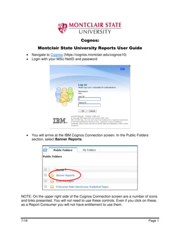 Cognos: Montclair State University Reports User Guide