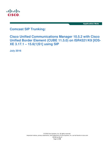 Application Note Comcast SIP Trunking: Cisco Unified .