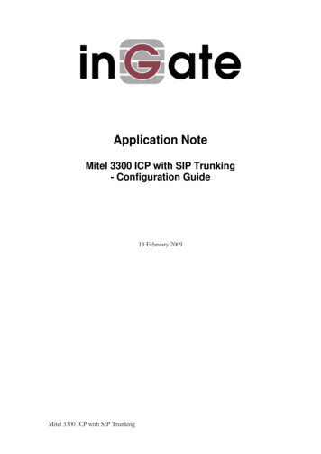 Mitel 3300 ICP With SIP Trunking - Configuration Guide