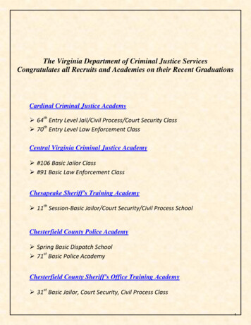 The Virginia Department Of Criminal Justice Services .
