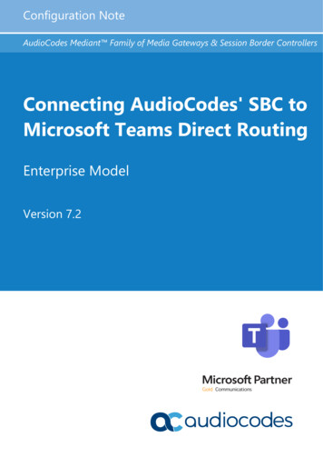Connecting AudioCodes' SBC To Microsoft Teams Direct 