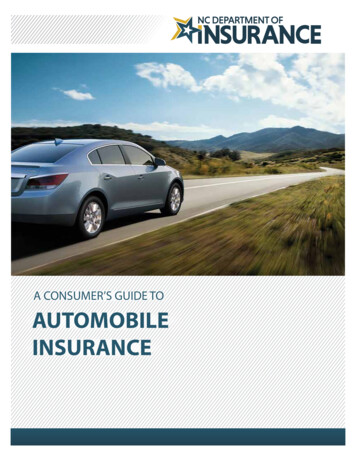 A CONSUMER’S GUIDE TO AUTOMOBILE INSURANCE