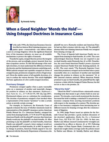 When A Good Neighbor ‘Mends The Hold’— Using Estoppel .