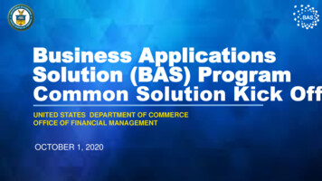 Business Applications Solution (BAS) Program Common .
