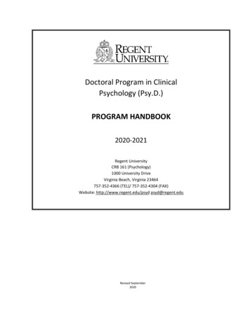 Doctoral Program In Clinical Psychology (Psy.D.)