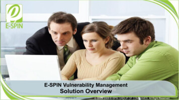 Solution Overview E-SPIN Vulnerability Management