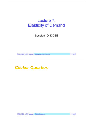 Lecture 7. Elasticity Of Demand - Boston University