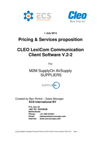 1 July 2014 Pricing & Services Proposition CLEO LexiCom .