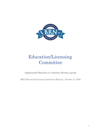 Education/Licensing Committee Meeting - Supplemental 