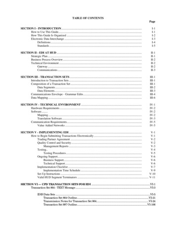 TABLE OF CONTENTS SECTION I - INTRODUCTION I-1