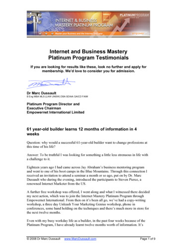 Internet And Business Mastery Platinum Program Testimonials