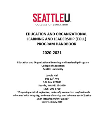 EDUCATION AND ORGANIZATIONAL LEARNING . - Seattle 