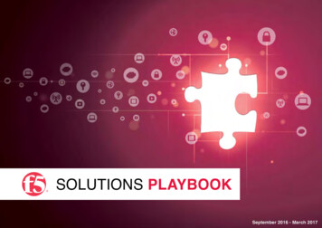 F5 SOLUTIONS PLAYBOOK - Westcon-Comstor