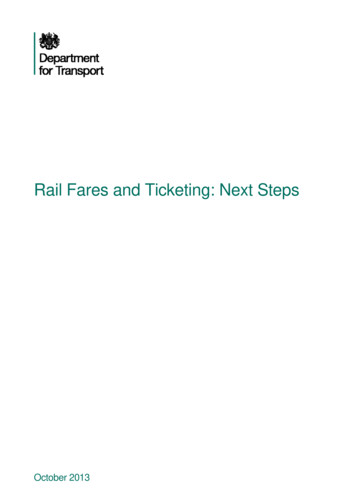Rail Fares And Ticketing: Next Steps - GOV.UK